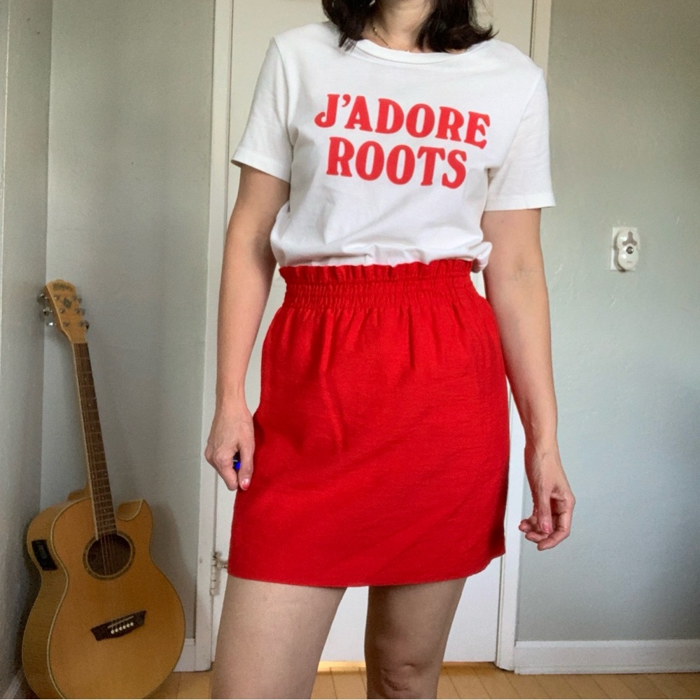 J. Crew red paperbag mini skirt, size 4 - Picture 3 of 13